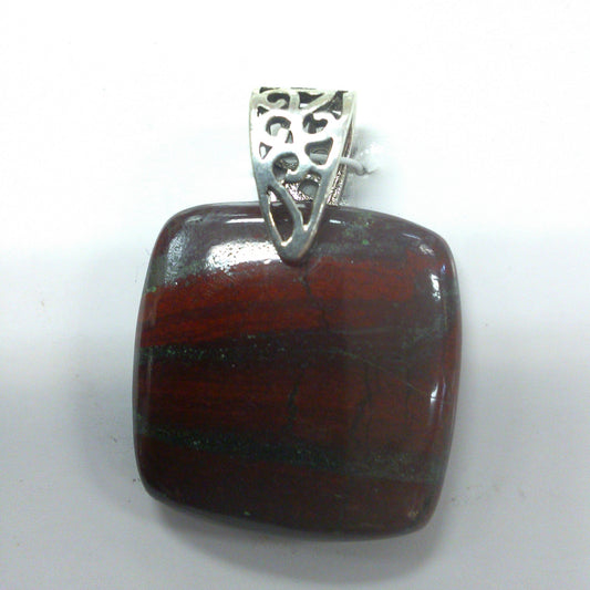 Red Jasper and Hematite Pendant - Square