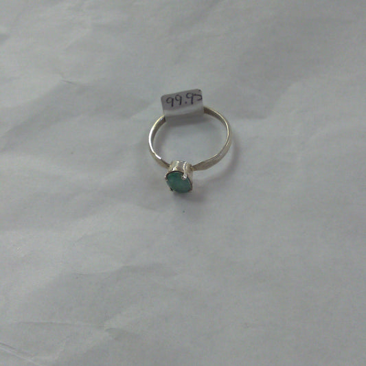 Emerald Ring (Set in Silver Band) - Sizes 5-6.5