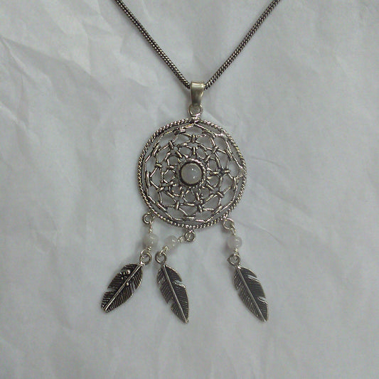 Dreamcatcher Necklace Silver - Various Stones in Center