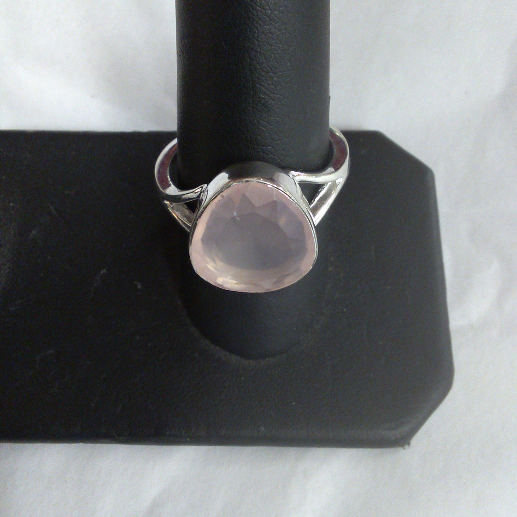 Triangular Rose Quartz Ring (Size 10)