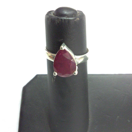 Simple Teardrop Ruby Ring (Size 6)