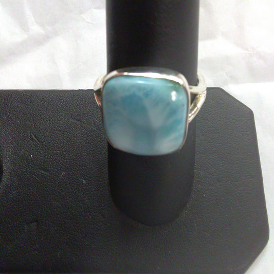 Modern Square Larimar Ring (Size 9)