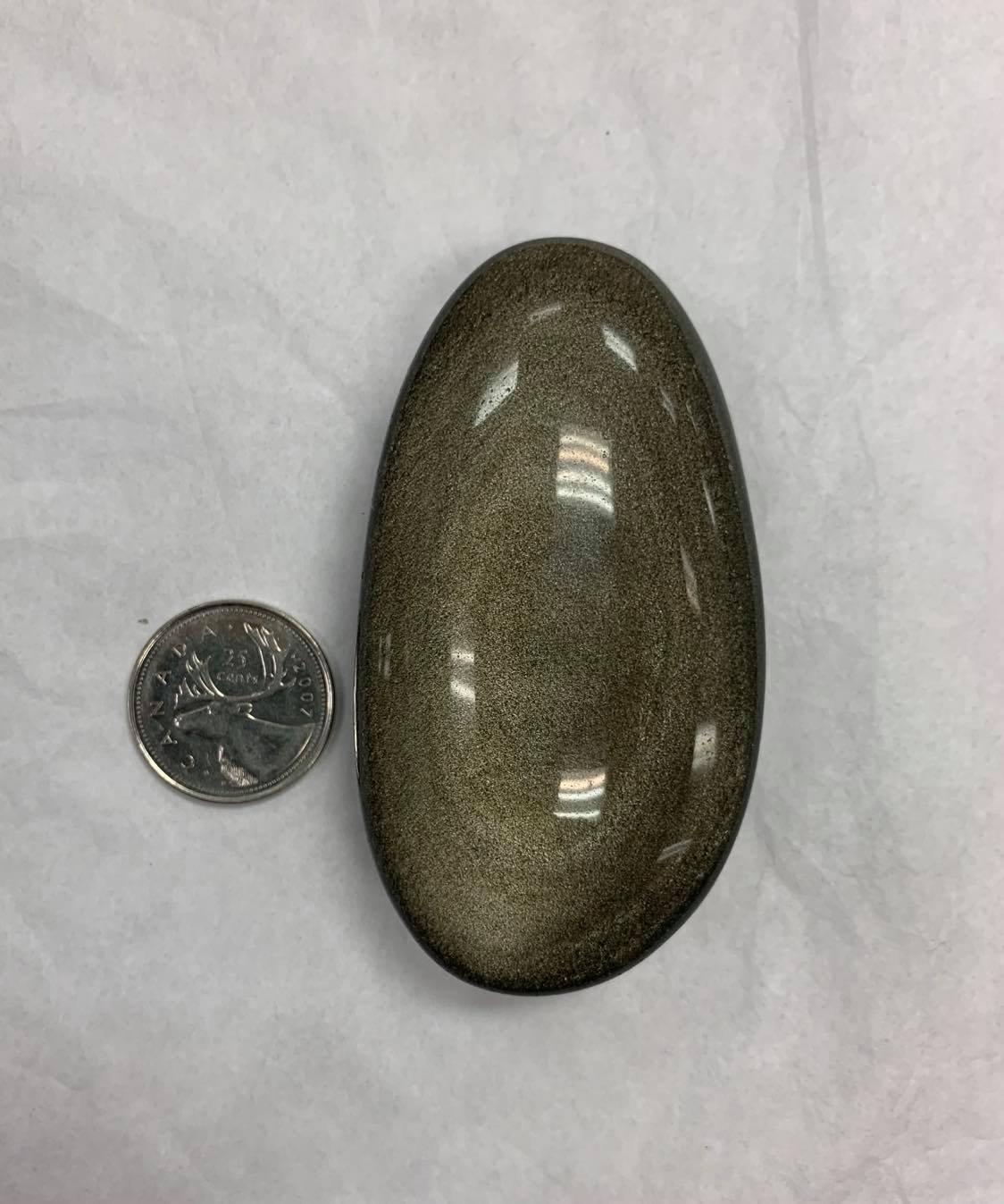 Gold Sheen Obsidian Palm Stone (large)