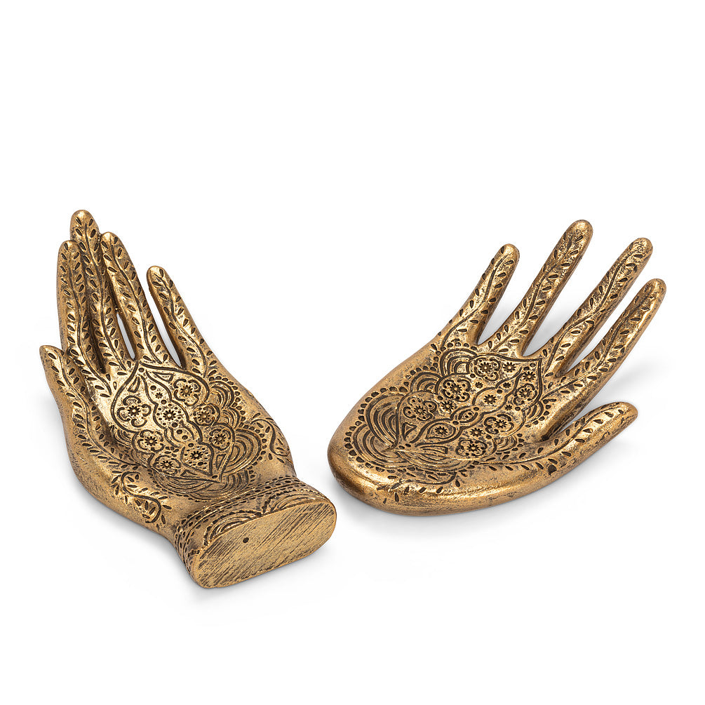 Gold Hamsa dish Hands Set of 2 (Resin)