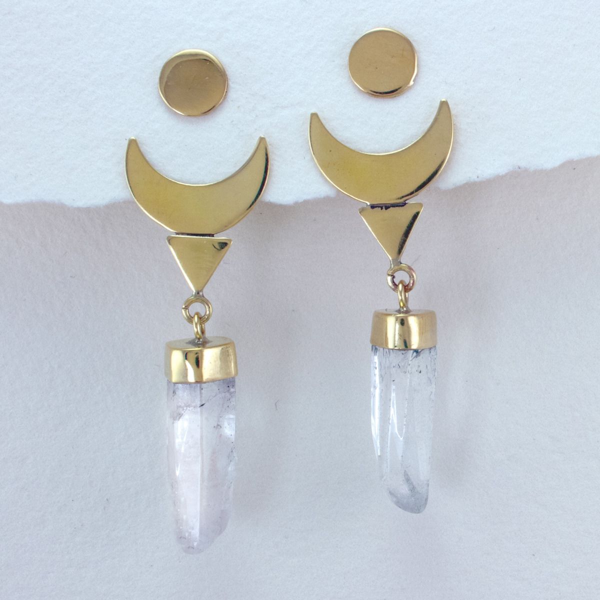 Moon Goddess Clear Quartz Dangle Earrings