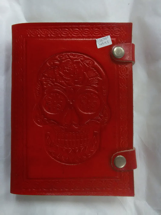 Coloured Leather Journal / Notebook, Various Motifs, 2 Fasteners