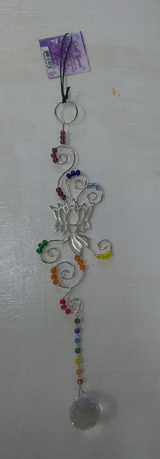 Chakra Hanging Crystal with Lotus