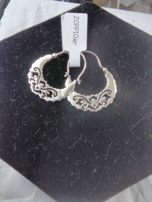 Floral Silver Hoop Earrings