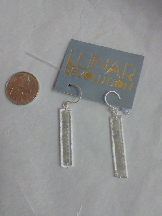 Lunar Revolution - Crystal Fortress Earrings (Rectangle with Labradorite Gems)