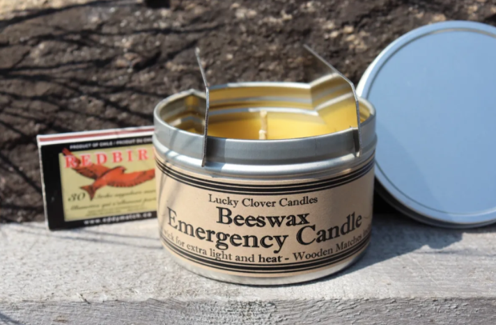 Lucky Clover - Beeswax Emergency Candle in Tin w/ Matches