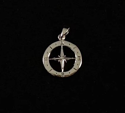 Small Silver Nautical Compass Pendant