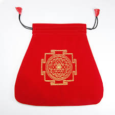 Silk Tarot Drawstring Bag Red Protection - Sri Yantra