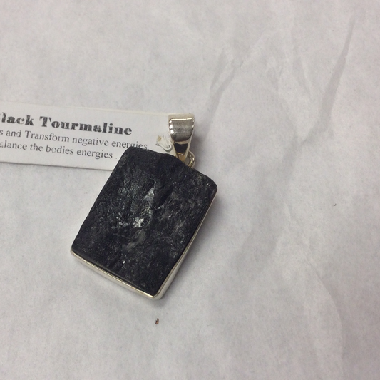 Tourmaline Rough Rectangular Pendant