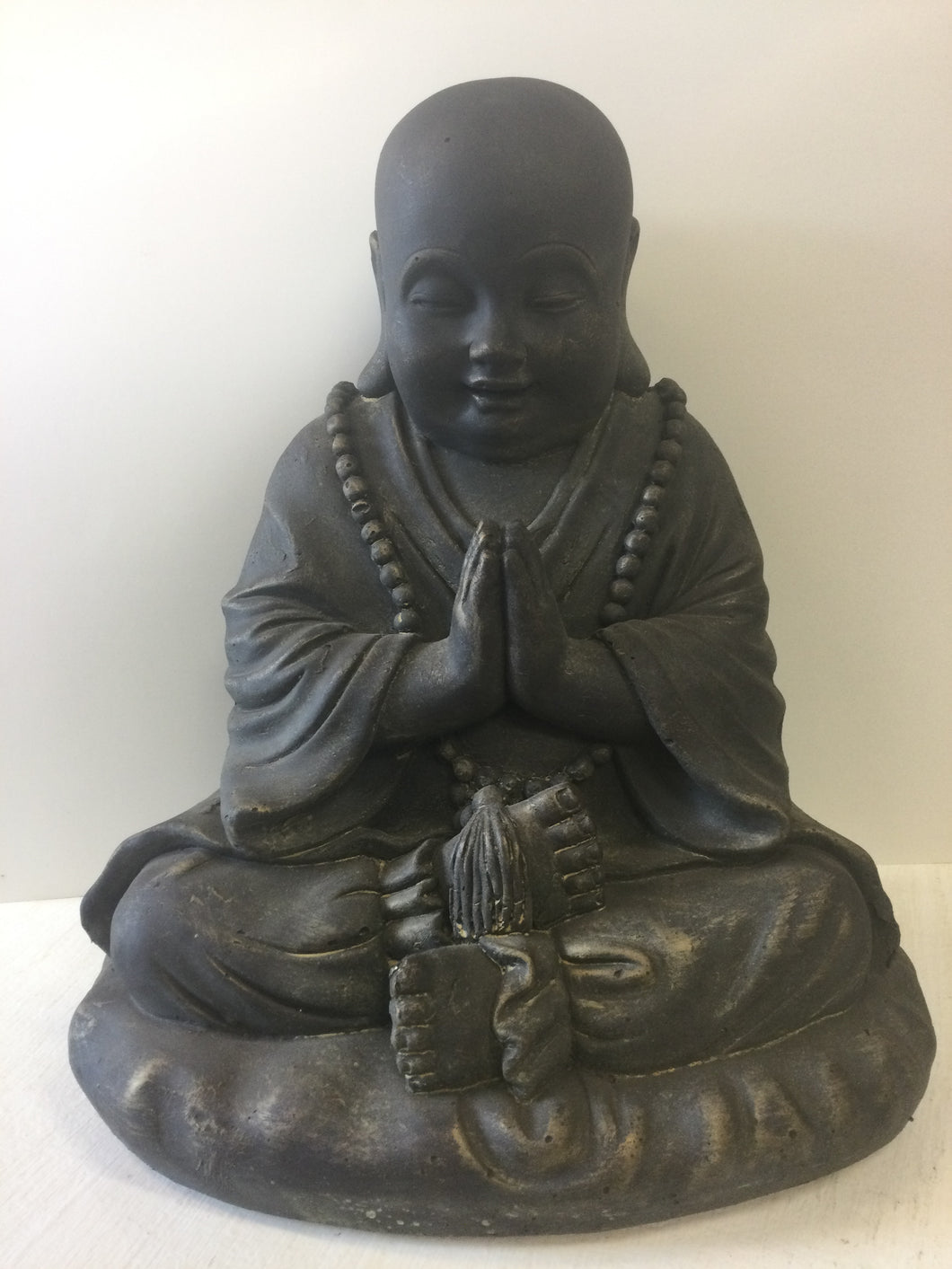 Large Grey Black Sitting Laughing Buddha