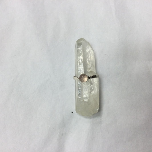 Simple Silver Gemstone Ring - Rose Quartz