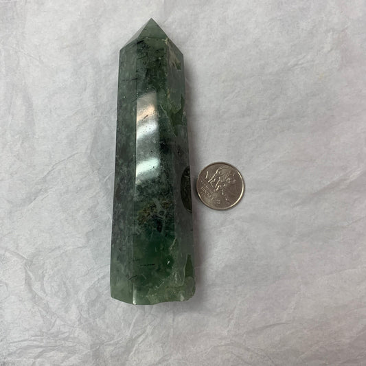 Semi-Polished Prehnite w/ Epidote Tower