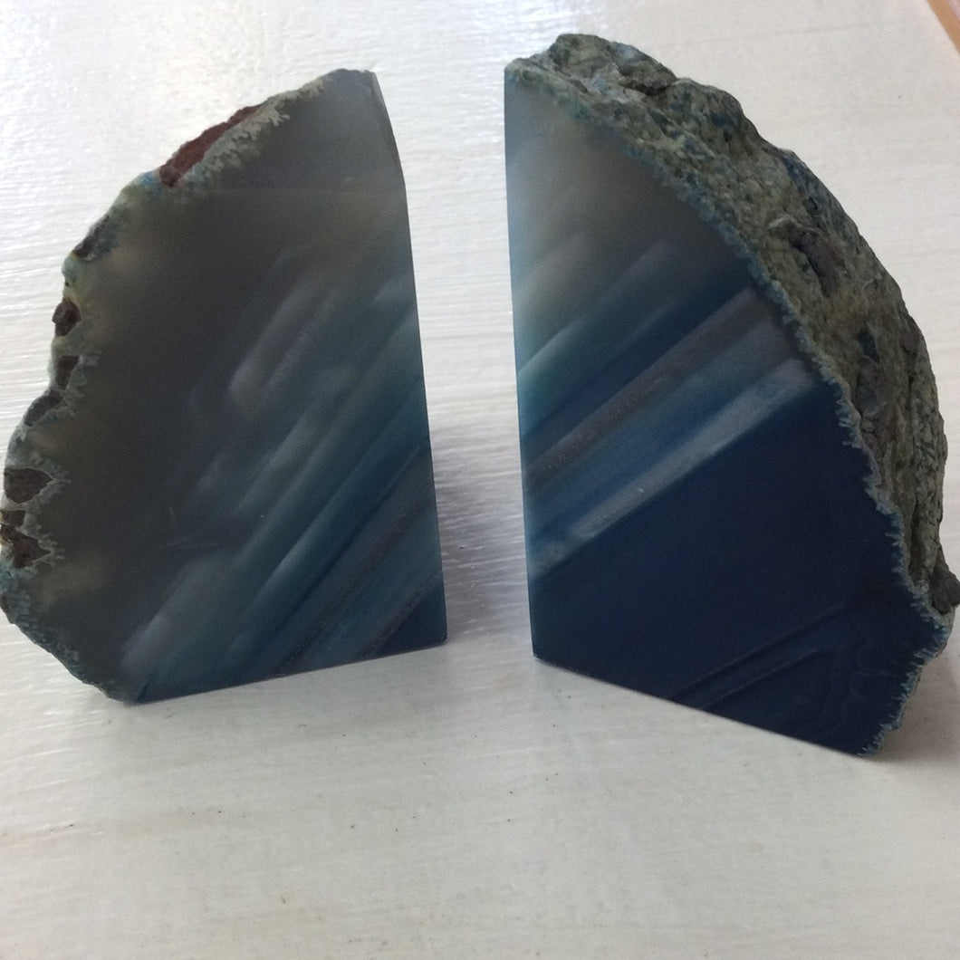 Blue Agate Bookends 1168g