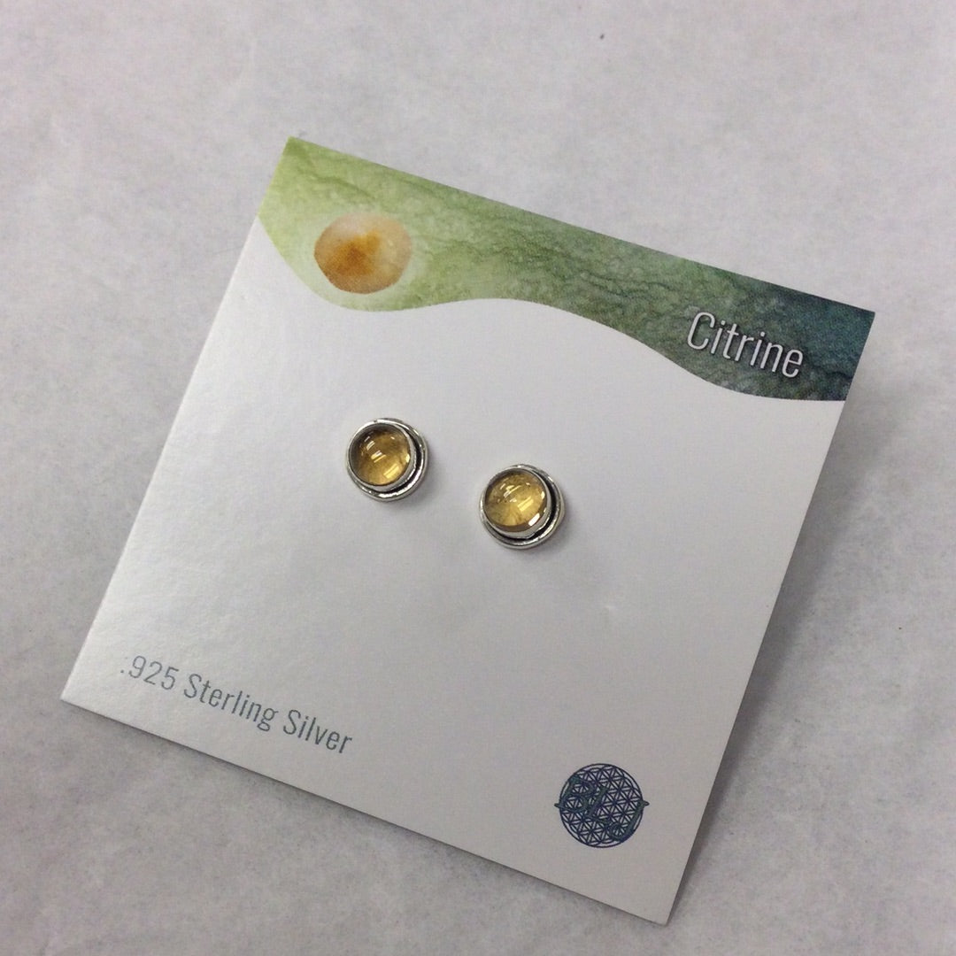 Citrine stud earrings round, not faceted