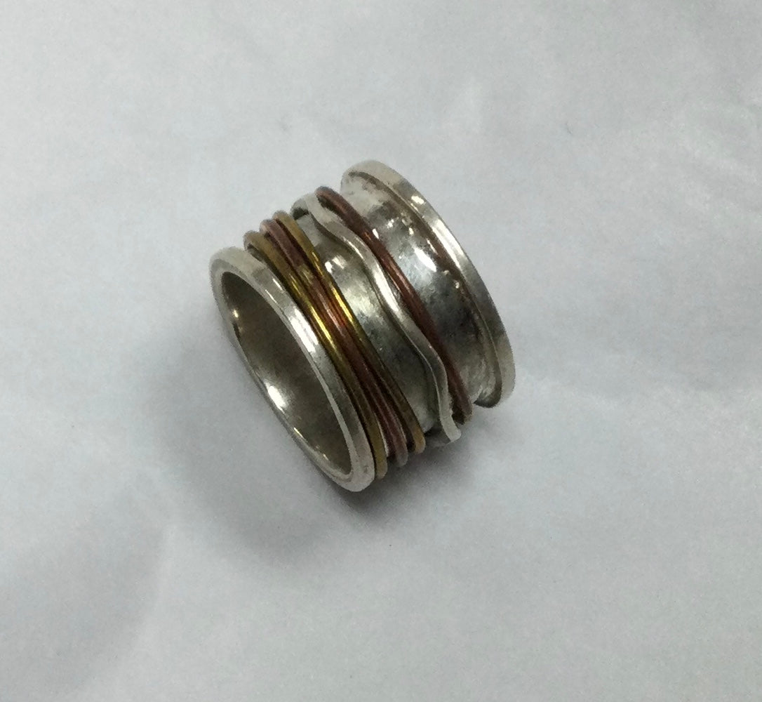 Meditation Ring, Size 6, Silver with 5 Rings
