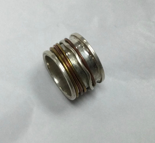 Meditation Ring, Size 6, Silver with 5 Rings
