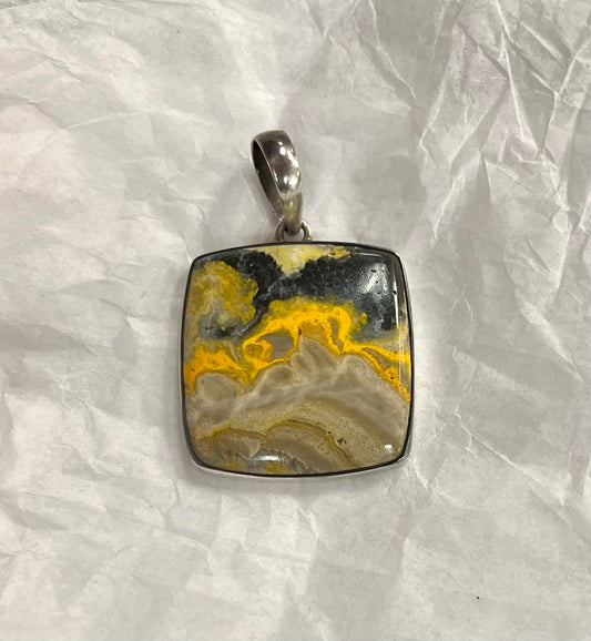 Large BumbleBee Jasper Pendant (Square)