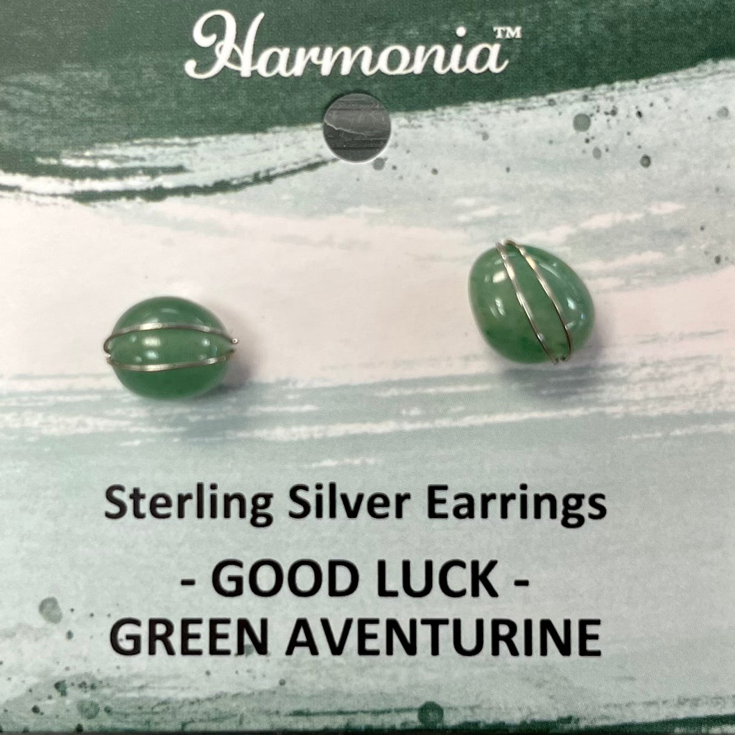 Sterling Silver Earring Wire Wrap - Green Aventurine