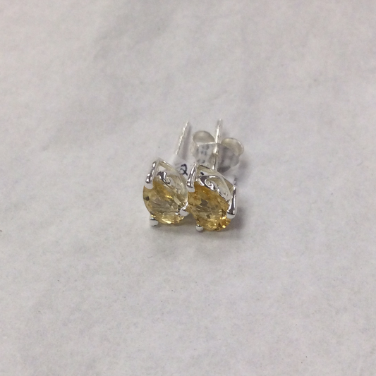 Citrine Drop shaped Stud Earrings