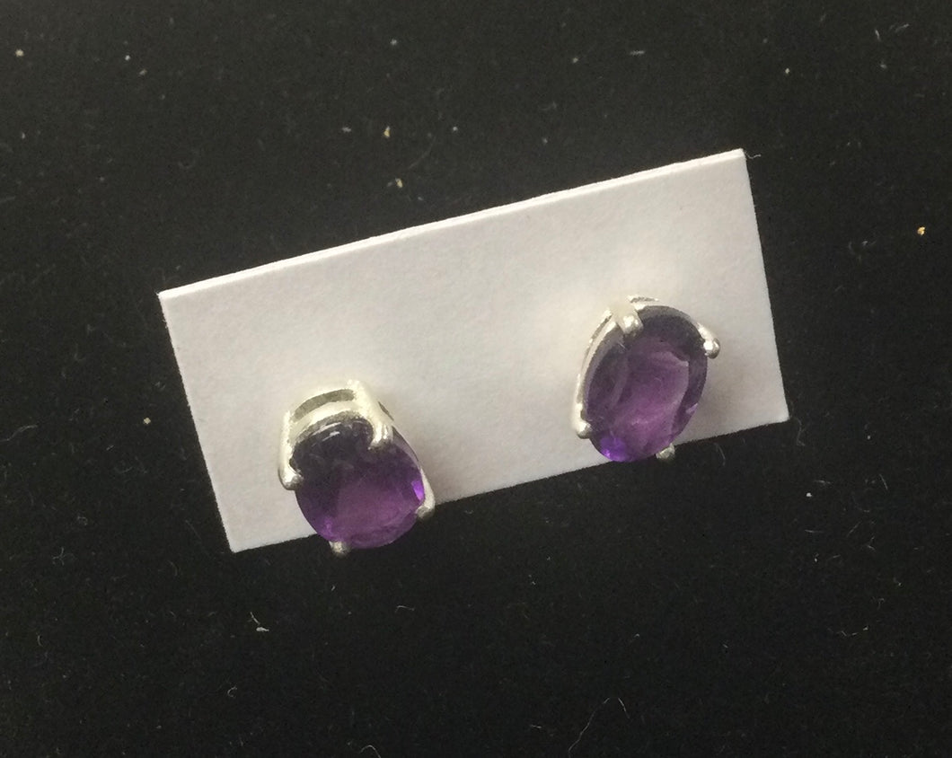 Oval Faceted Gemstone Studs