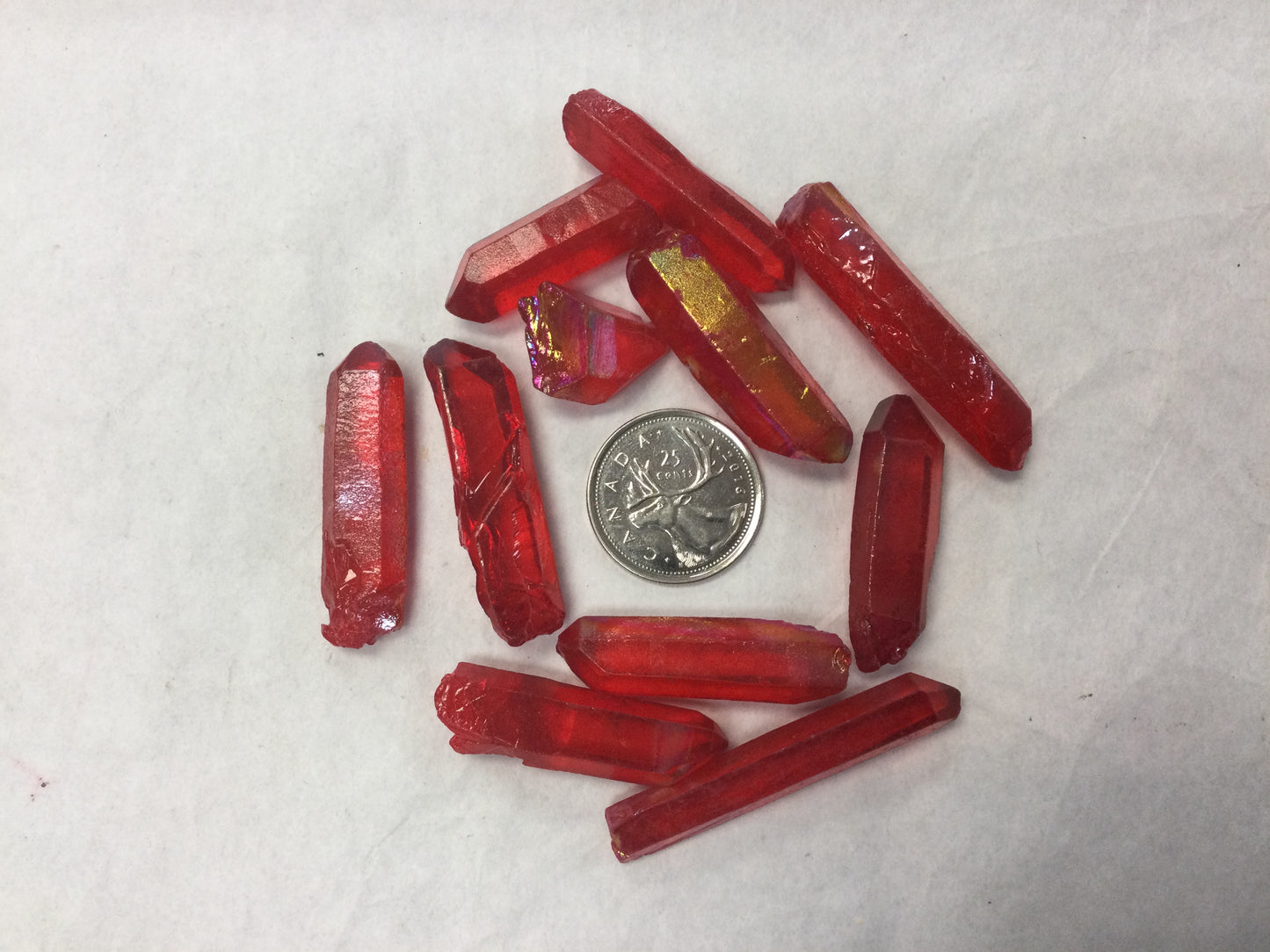 Red Aura Aqua Quartz Points