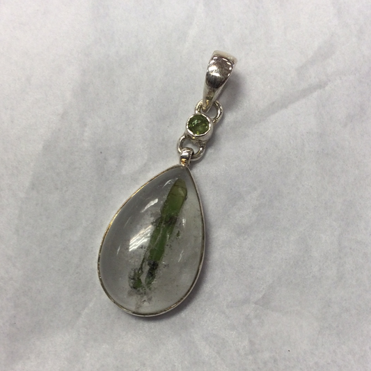 Green Tourmaline In Matrix Pendant