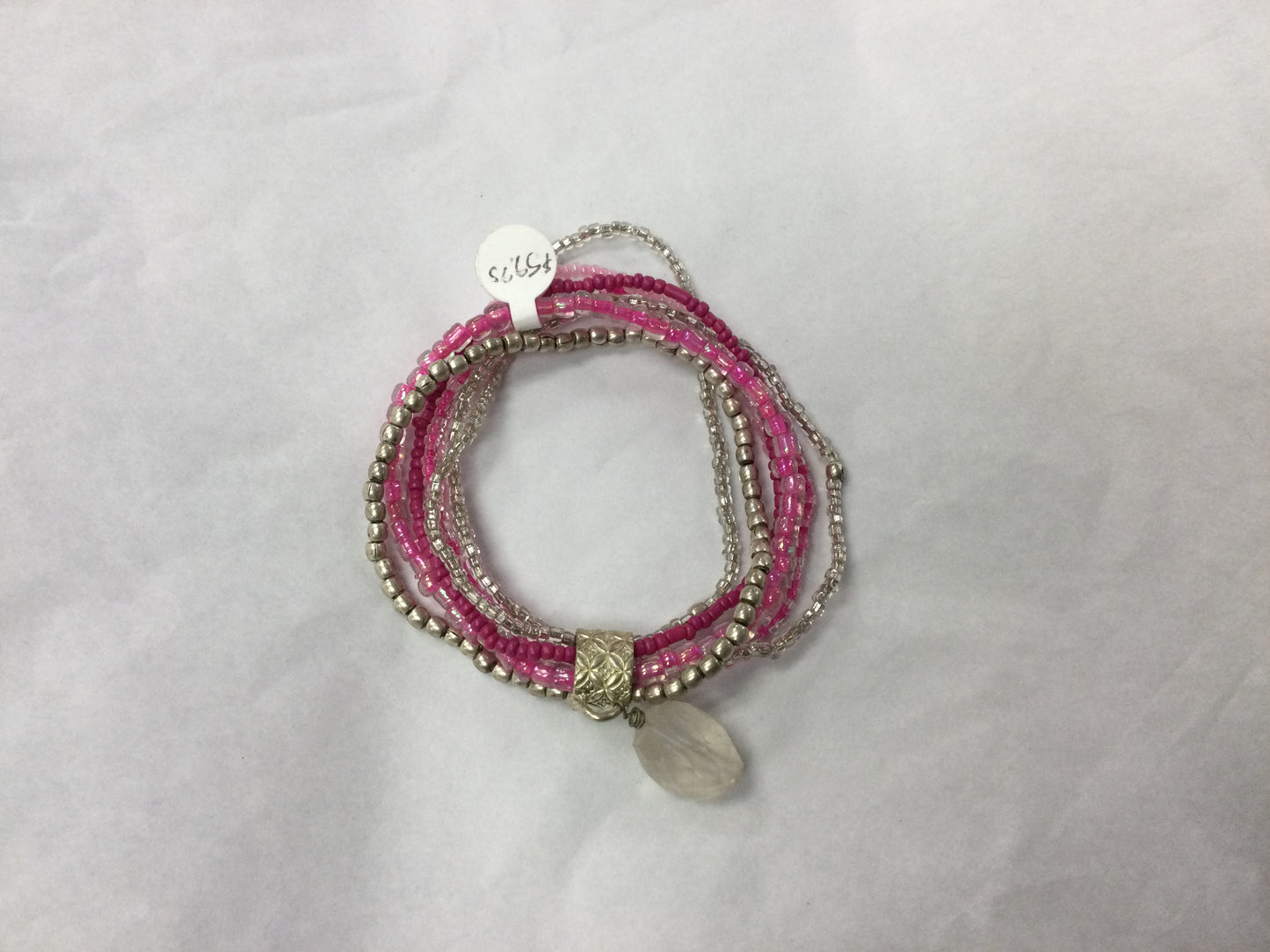 Multi-strand Beaded Bracelet With Precious Gemstone Charm