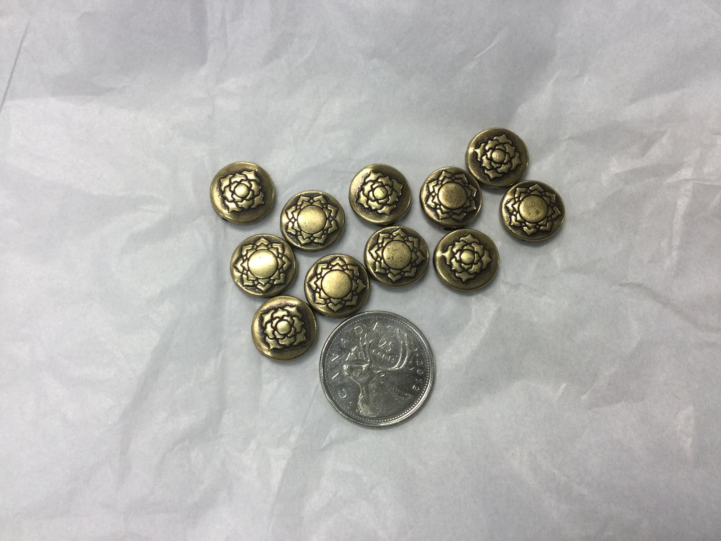 Lotus Bead, Antique Brass