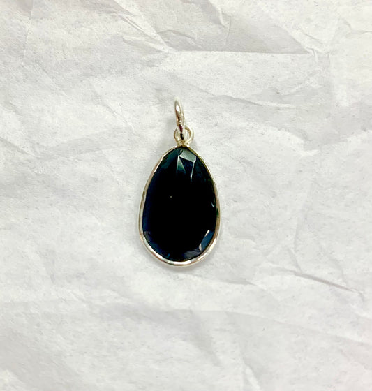 Blue Tourmaline Faceted Pendant in Silver 1.5cm