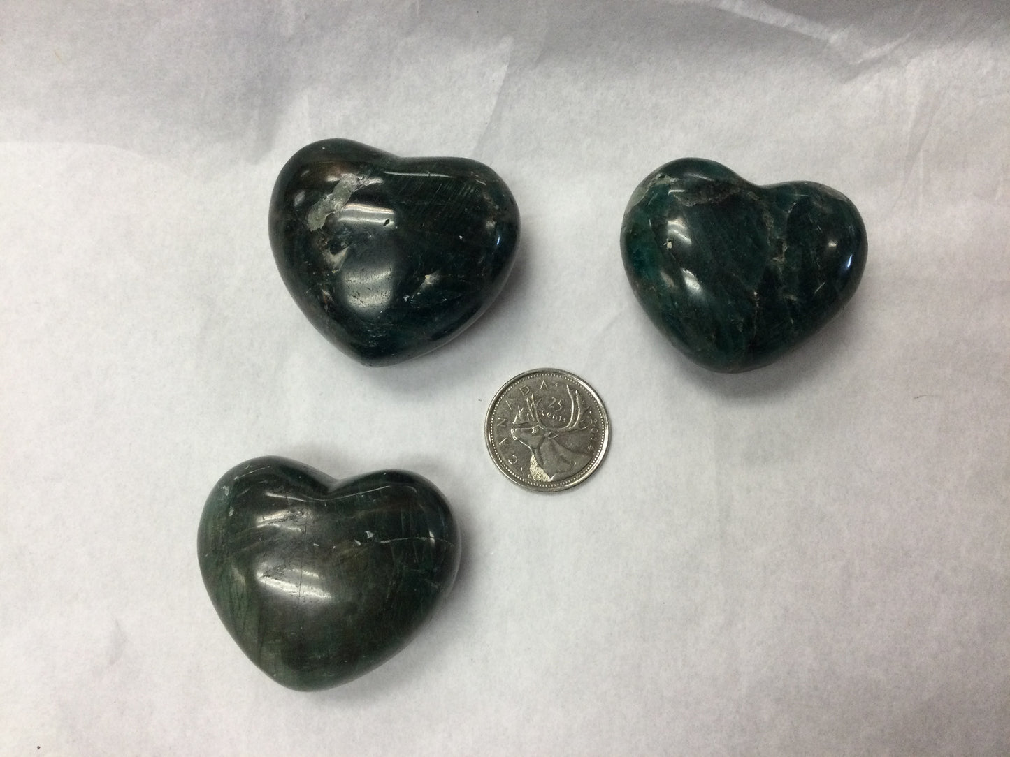 Green Apatite Hearts