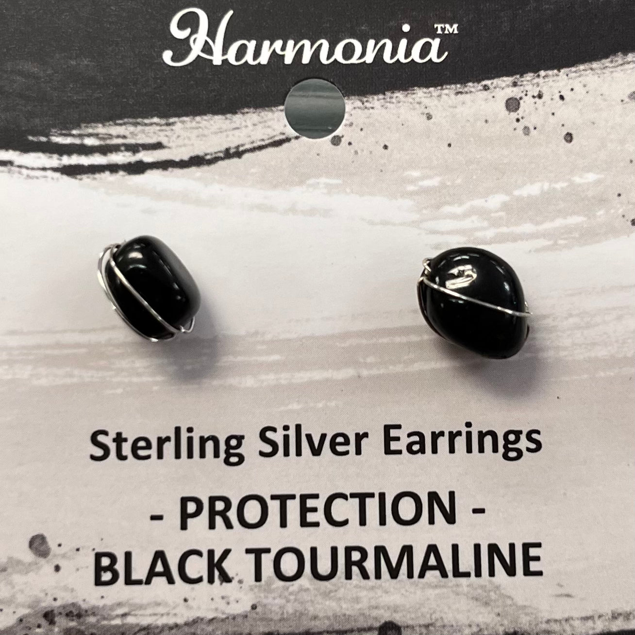 Sterling Silver Earring Wire Wrap - Black Tourmaline