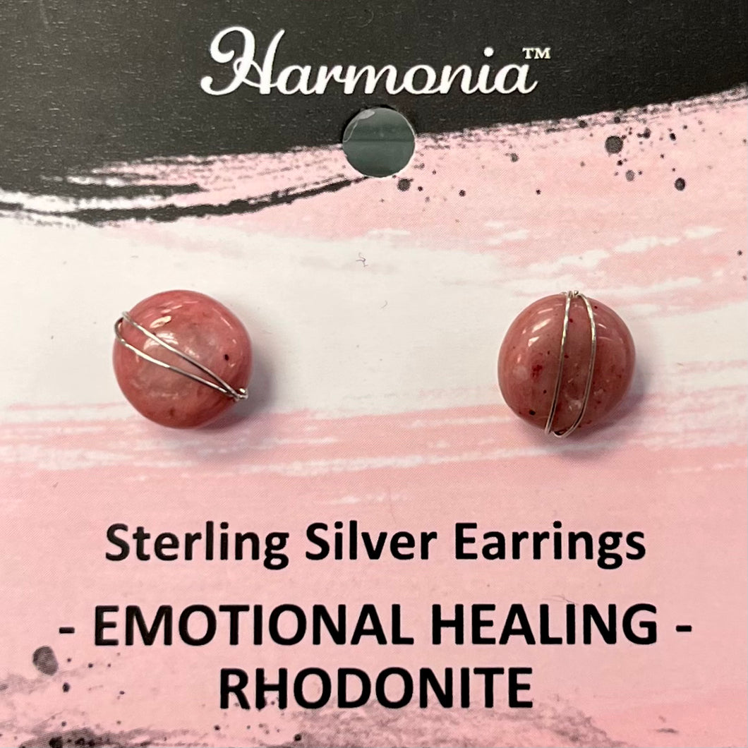 Sterling Silver Earring Wire Wrap - Rhodonite