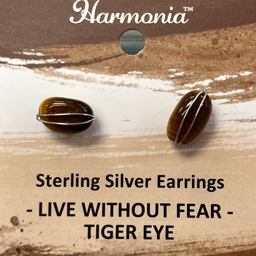 Sterling Silver Earring Wire Wrap - Tiger Eye