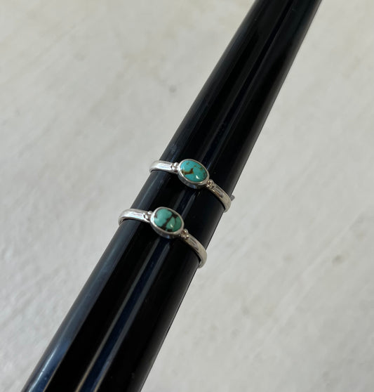 Simple Silver Gemstone Ring - Turquoise