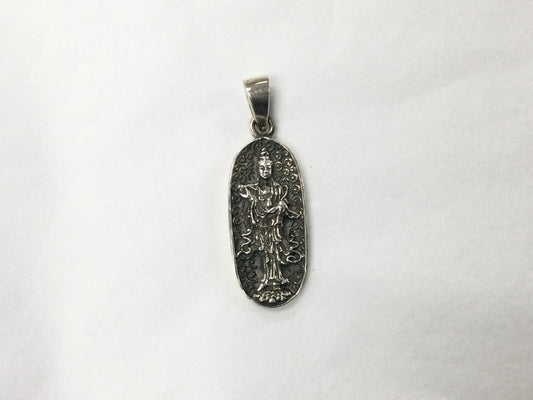 Oval Silver Buddha Pendant