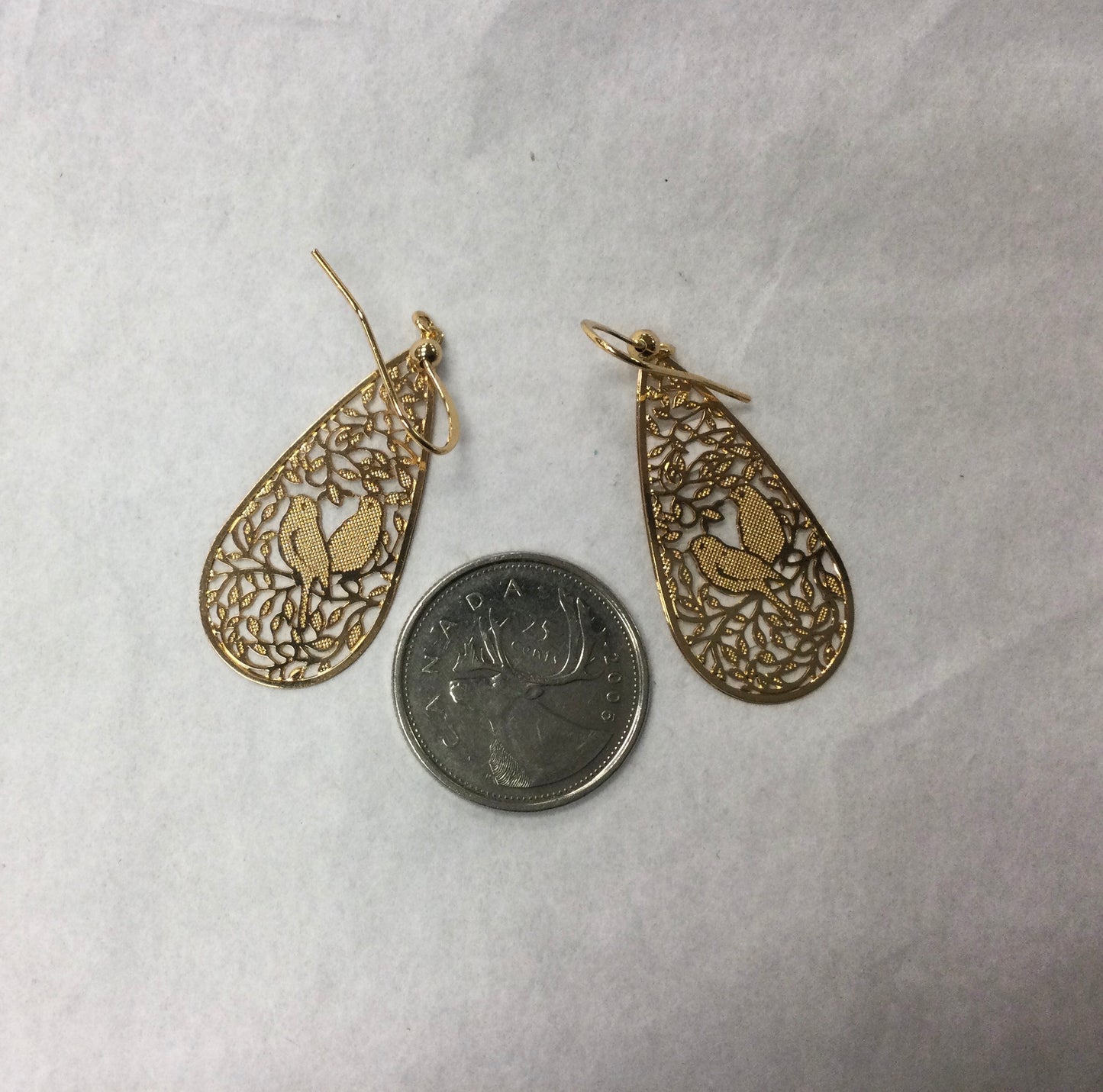 Lavishy earrings, tear drop shape with birds