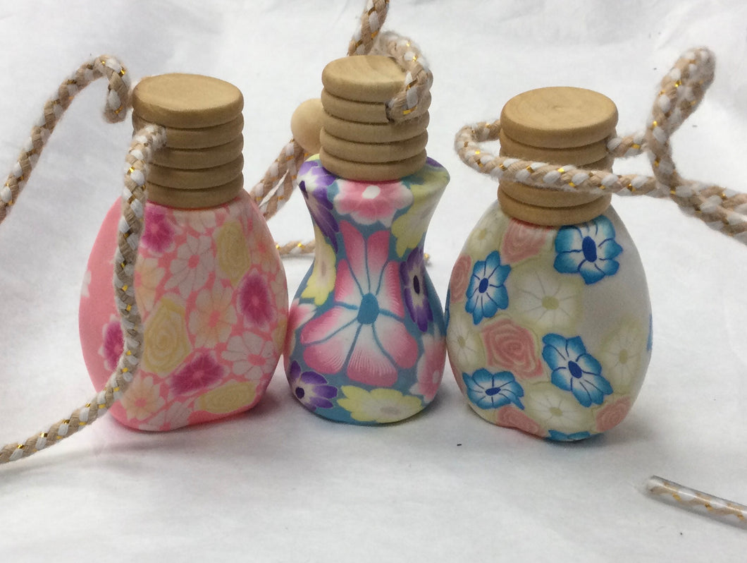 Floral Aromatherapy Bottles with Cord (various designs)
