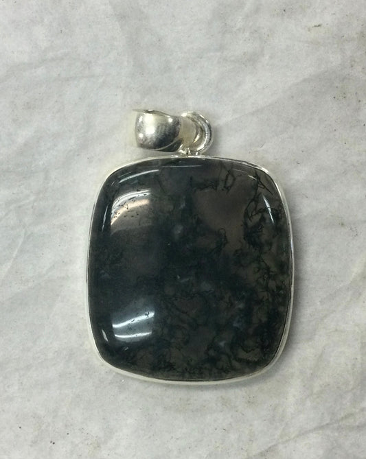 Square Moss Agate Pendant