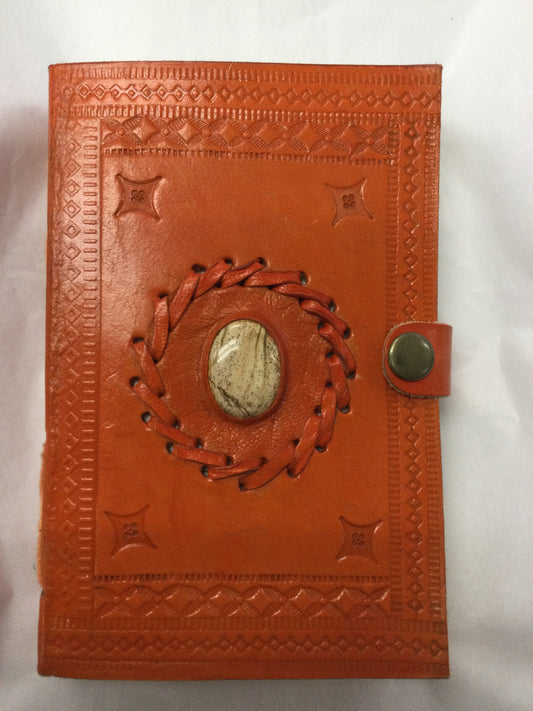 Coloured Leather Journal / Notebook, Crystal Inlay, Single Fastener