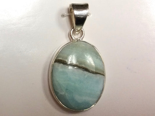 Blue Aragonite Pendant - Oval