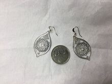 Load image into Gallery viewer, Lavishy earrings, wide almond shape with center flower
