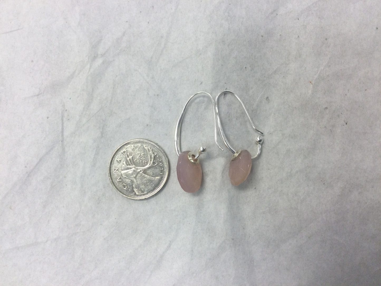 Faceted Pink Chalcedony Rounded Open Hook Earrings