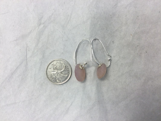 Faceted Pink Chalcedony Rounded Open Hook Earrings