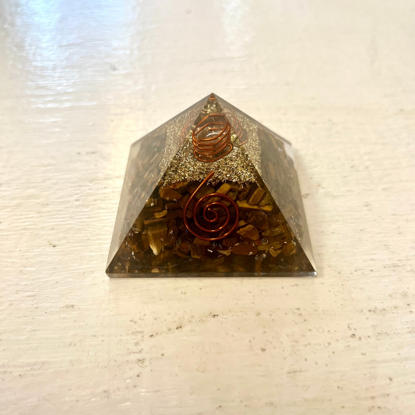 Orgonite Pyramid w/ Copper Coil and Spiral
