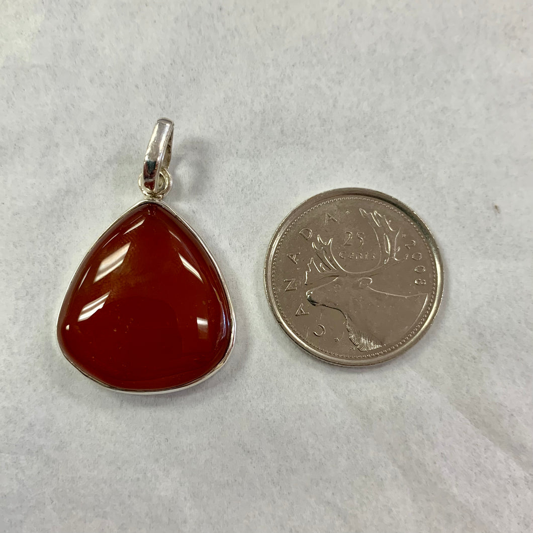Rounded Triangle Carnelian Pendant in Silver