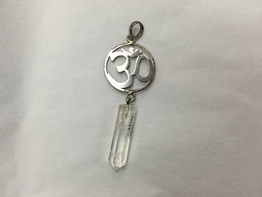 Om Pendants with Crystal Hanging (Rose Quartz. Clear Quartz, Amethyst)